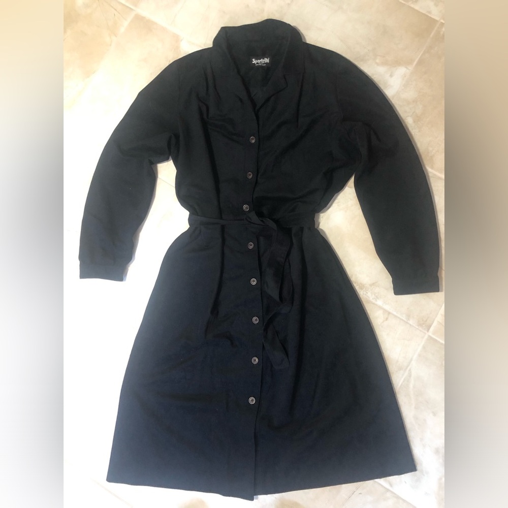 Black Ultra Suede Shirtdress (US M)